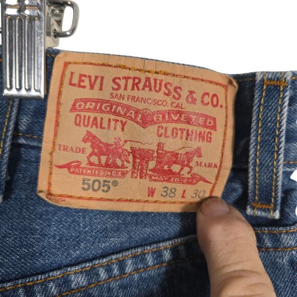 Levis 505 Regular Fit Mens‎ Jeans W38 L30 Medium Wash Denim Straight Leg - Picture 5 of 7